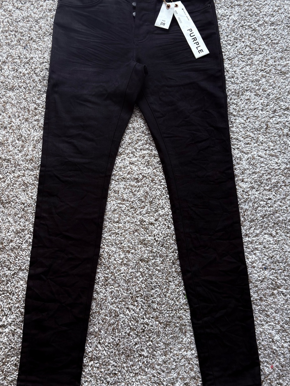 PURPLE Men’s Black Skinny Jeans with Button Fly